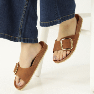 Birkenstock Madrid Big Buckle Cognac Narrow Width Oiled Leather One-Strap Sandals